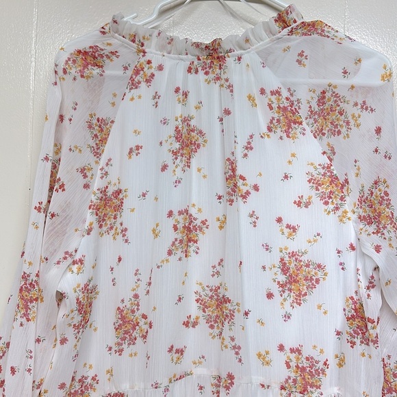 New Vince Camuto boho floral V-neck tiered ruffle mini dress size L - Picture 5 of 9